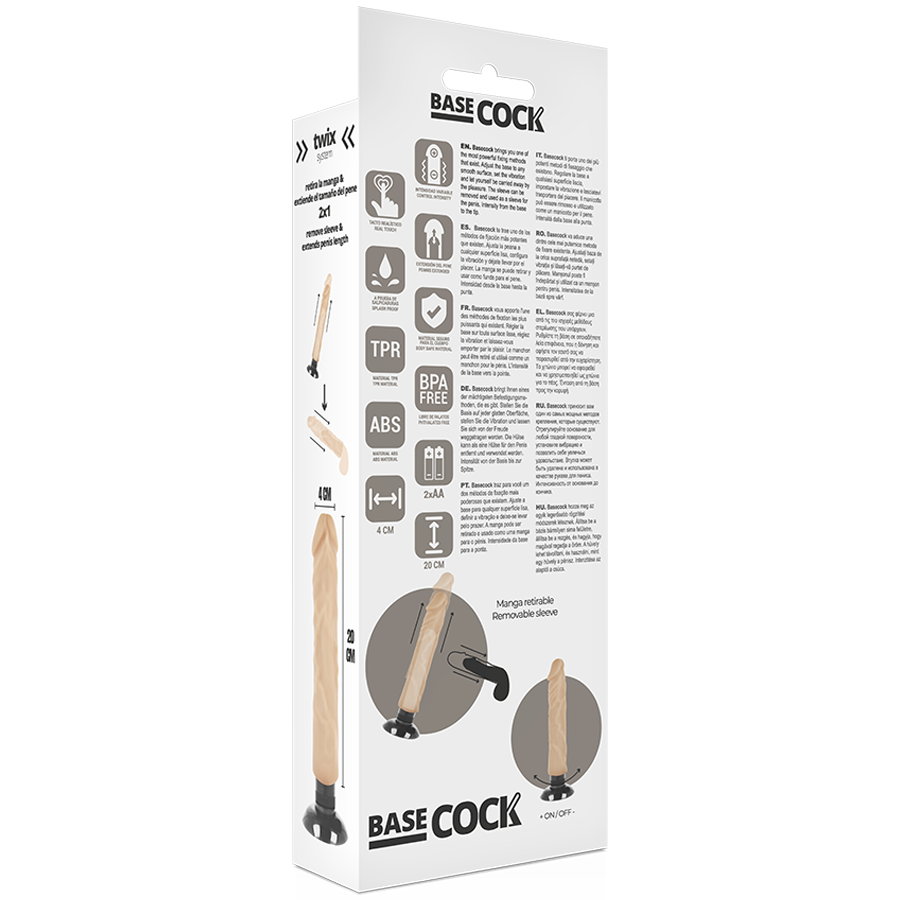 Gode vibrant 2-in-1 avec extenseur 20 cm — emballage