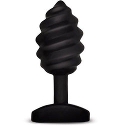 Plug anal G-Vibe Plug vibrant torsadé silicone, rechargeable USB — Gplug Twist en Silicone noir vu de face