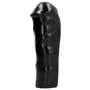 Gode épais courbé noir veiné 20 cm — vue de profil