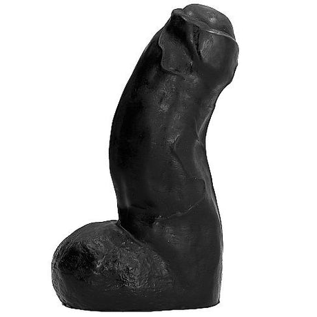 Gode réaliste épais noir 17 cm avec testicules — vue de profil
