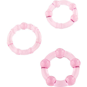 SEVEN CREATIONS ENSEMBLE DE TROIS ANNEAUX PENIS ROSE
