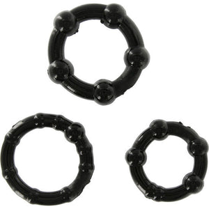 SEVEN CREATIONS ENSEMBLE DE TROIS ANNEAUX PENIS NOIR