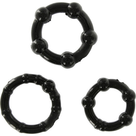 SEVEN CREATIONS ENSEMBLE DE TROIS ANNEAUX PENIS NOIR