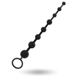 Chapelet anal noir flexible avec huit boules de tailles croissantes
