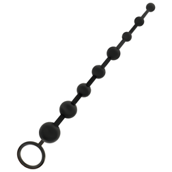 Chapelet anal noir à huit perles avec anneau de retrait à la base