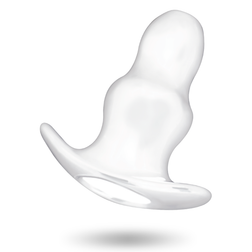 Vue latérale du plug anal tunnel transparent pour dilatation
