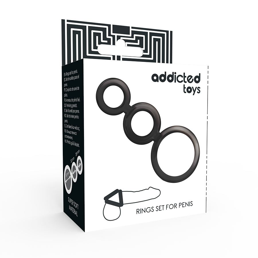 Kit 3 cockrings silicone fumé progressifs — vue détaillée