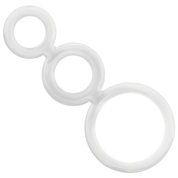 Triple cockring relié transparent — vue de profil