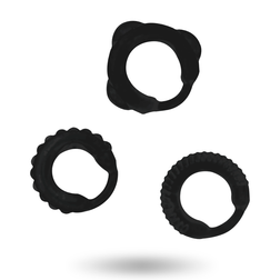Set 3 cockrings silicone multi-tailles — vue de profil