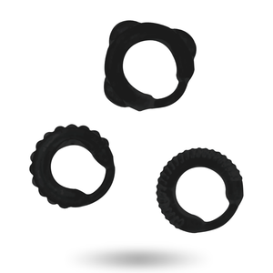 Set 3 cockrings silicone multi-tailles — vue de profil