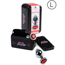 Plug anal Secretplay Toys aluminium bijou cristal rouge 9,5 cm — Taille L rouge vu de face