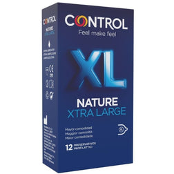 Control Condoms Préservatifs latex XL forme anatomique pack 12 — Adapta Nature en Latex vu de face