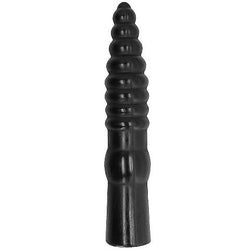 Gode XL noir cannelé profondeur extrême 33 cm — vue de profil