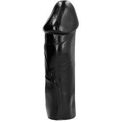 Gode semi réaliste noir tige longue 28 cm sans testicules — vue de profil