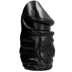 Gode géant nervuré 32 cm × 17 cm noir — vue de profil