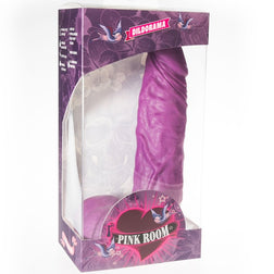 Purple Chems realistic dildo with testicles, 20 cm, in purple PVC with a flat suction-cup base — product image