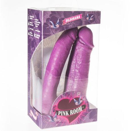 Double dong deux phallus parallèles 32,5 cm violet — emballage