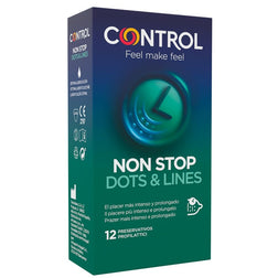 Retardant condoms texture dots & streaks — Nonstop — Pack 12 seen from the front