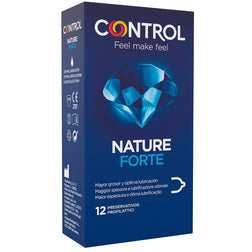 Control Condoms Préservatifs latex renforcés 12 unités — Control Nature Forte en Latex 19.0 cm vu de face