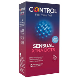 Control Condoms Préservatifs Texturés 12 unités — Sensual Xtra Dots en Latex vu de face