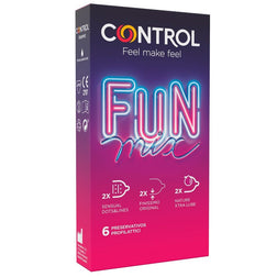 Control Condoms Préservatifs assortis 6 unités texturé fin lubrifié — Feel Fun Mix en Latex 19.0 cm vu de face