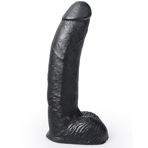 George Realistic Black Veined Dildo with Testicles — 22 cm — front view