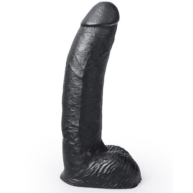 George Realistic Black Veined Dildo with Testicles — 22 cm — front view