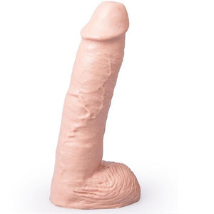 Realistic flesh 24 cm dildo with testicles — Mickey Hung System, flesh PVC, 24 cm, flared base
