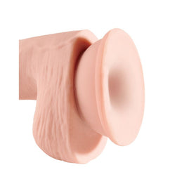 Gode triple densité silicone 14 cm avec testicules — texture visible