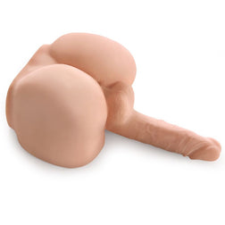 Side view of the realistic masturbator with buttocks and positionable phallus