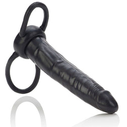 Gode double Calexotics pénétration noir — Dual Penetrator en TPR noir 13.0 cm avec double anneau de maintien