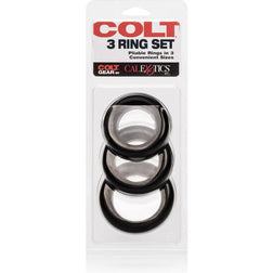 Cock ring by Calexotics, Set 3 thick silicone model, 3 graduated sizes, in black silicone, for intimate pleasure.