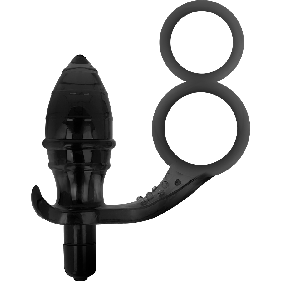 Plug vibrant prostate avec double cockring — vue de profil