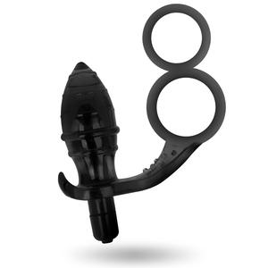 Plug vibrant prostate avec double cockring — vue détaillée