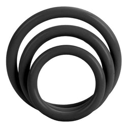 Calexotics Tri-Rings Set mit 3 schwarzen Silikon-Cockringen 3,25 - 3,5 - 4,5 cm, Vorderansicht