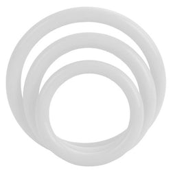 Cockring Calexotics Set 3 s silicone phosphorescent 3,25 - 3,5 - 4,5 cm — Tri-Rings Glow en Silicone blanc vu de face