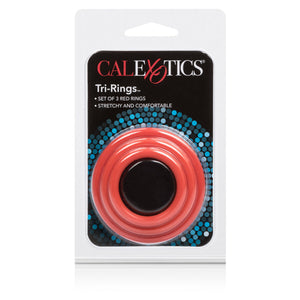 Set 3 cockrings silicone rouge 3,25 - 3,5 - 4,5 cm — vue de profil