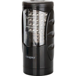 Masturbateur automatique design noir avec mécanisme de perles rotatives intégré
