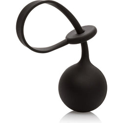 Schwarzer gewichteter CalExotics-Cockring-Lasso 110 g – Weighted Lasso Ring aus schwarzem Silikon, Vorderansicht