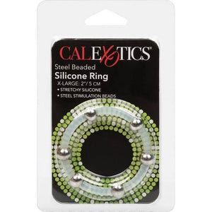 Cockring silicone XL 5 cm avec 6 billes acier intégrées — vue de profil