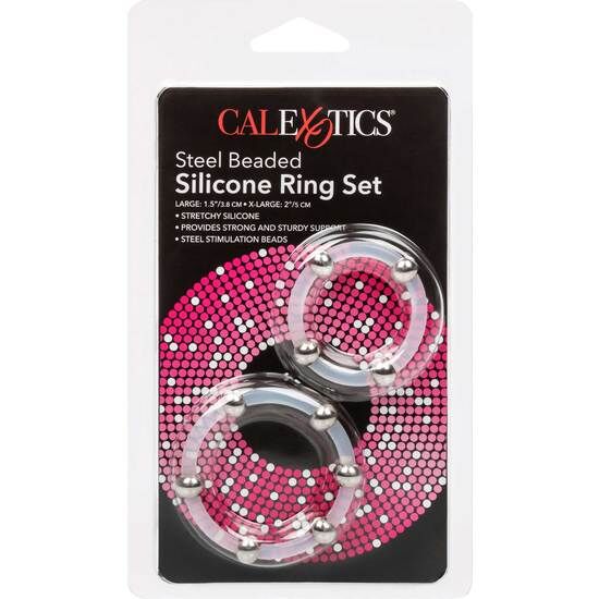Set 2 cockrings silicone 4,5 et 5 cm billes acier — vue de profil