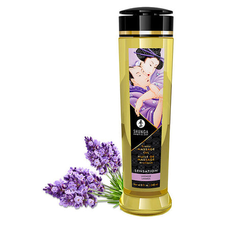Huile de massage érotique lavande 240 ml — Sensation · Shunga Oils · Huiles aromatisées