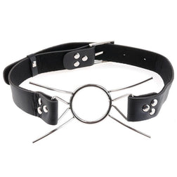 Bâillon Spider Gag Fetish Fantasy Extreme à anneau en acier et sangle noire.