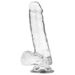 Transparent Realistic Dildo 18,5 cm with Balls — X Ray Clear