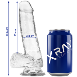 Transparent Realistic Dildo 18,5 cm with Balls — X Ray Clear