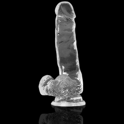 Transparent Realistic Dildo 18,5 cm with Balls — X Ray Clear