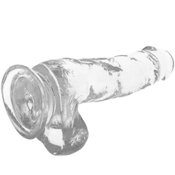 Transparent Realistic Dildo 18,5 cm with Balls — X Ray Clear