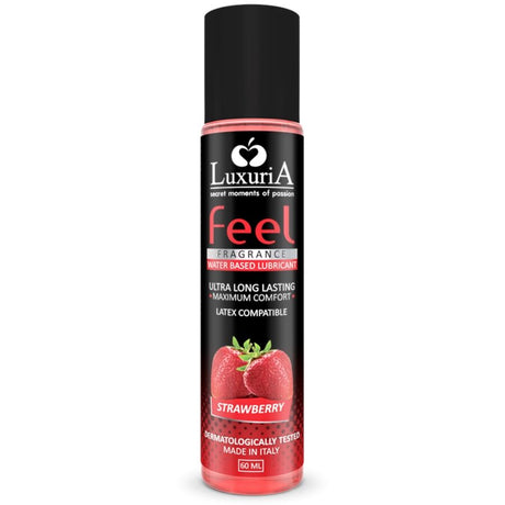 Lubrifiant aromatisé fraise 60 ml — Luxuria Feel · Intimateline Luxuria · Lubrifiants aromatisés