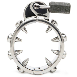 Anneau anti-érection à pointes avec cadenas — vu de face
