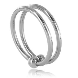 Cockring Double de gland acier 30 mm en Acier inoxydable argent vu de face